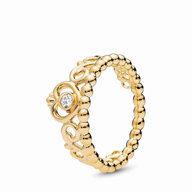 Pandora Shine™ My Princess Tiara Promise Ring Ireland - 18ct Gold Plated/Cubic Zirconia - 853942QYD